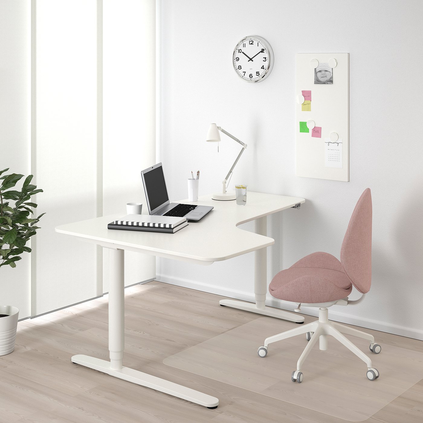 Bekant Bureau D Angle Gch Assis Debout Blanc 160x110 Cm Ikea