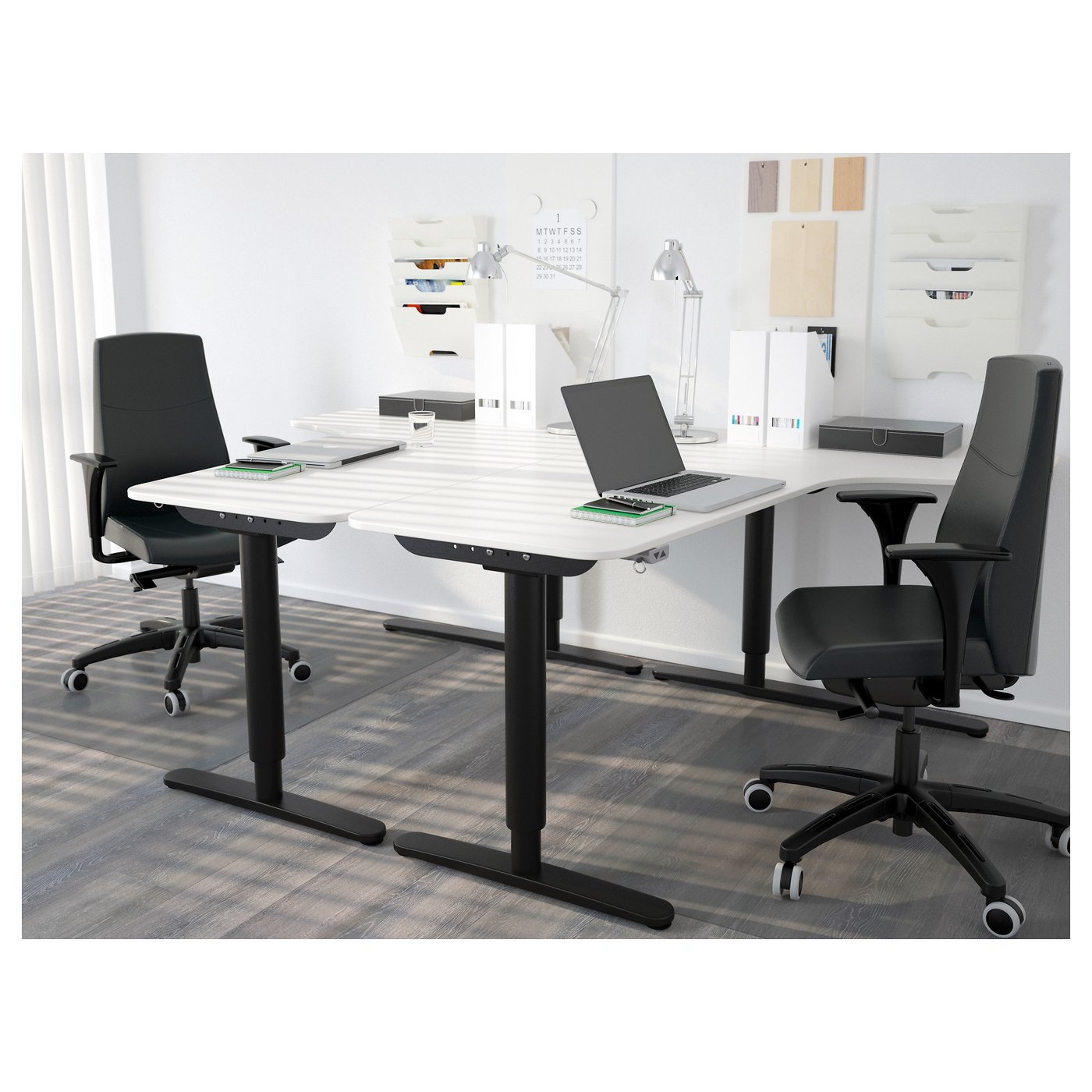Bekant Plateau Angle Gche Blanc 160x110 Cm Ikea
