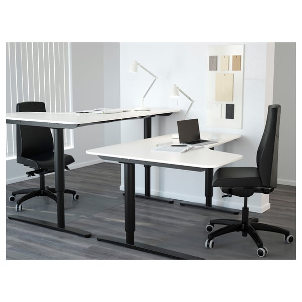 Bekant Plateau Angle Gche Blanc 160x110 Cm Ikea