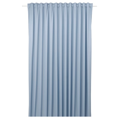 Rideau occultant bleu BENGTA, rectangulaire, sans motifs, facile à découper, bouteilles en pet recyclées en polyester.