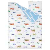 Linge de lit pour enfants : couette véhicule colorée, coton doux.