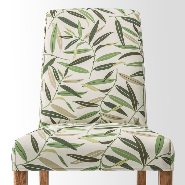 Chaise BERGMUND - tissu en rondins, pieds en bois