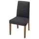 Chaise BERGMUND, tissu gris, pieds en bois, dossier haut, design moderne.