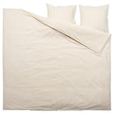 Parure de lit BERGPALM, rayures beige clair, 100 % coton, rectangulaire avec fermeture à boutons.