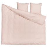 Parure de lit BERGPALM, beige rosé, rayée, 100 % coton, comprend couette et 2 oreillers.