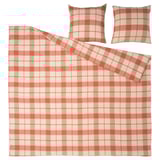 Parure de lit BESKSÖTEMAL à carreaux : couette rouge-brun et 2 taies d’oreiller, flanelle de coton, finition douce.