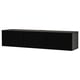 Un banc TV BESTÅ noir à trois portes, offrant des solutions de rangement et de gestion des câbles.