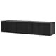 Un banc TV BESTÅ noir avec quatre portes, offrant un grand espace de rangement. Le design moderne, des lignes épurées et une finition élégante, parfaite pour les espaces contemporains.