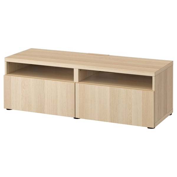 Besta Banc Tv Avec Tiroirs Effet Chene Blanchi Lappviken Effet Chene Blanchi Ikea