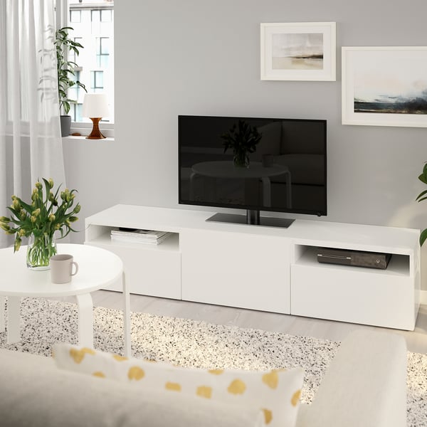 Meuble Tv A Fixer Au Mur Ikea Ajoutez A La Liste D Achat Besta Banc Tv Blanc Lappviken Blanc 180x42x39 Cm Ikea
