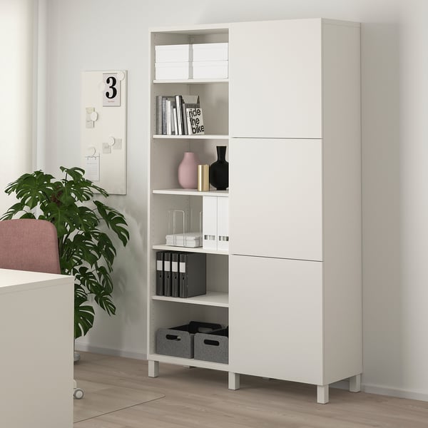 Besta Combinaison Rangement Portes Blanc Lappviken Stubbarp Blanc 120x42x202 Cm Ikea