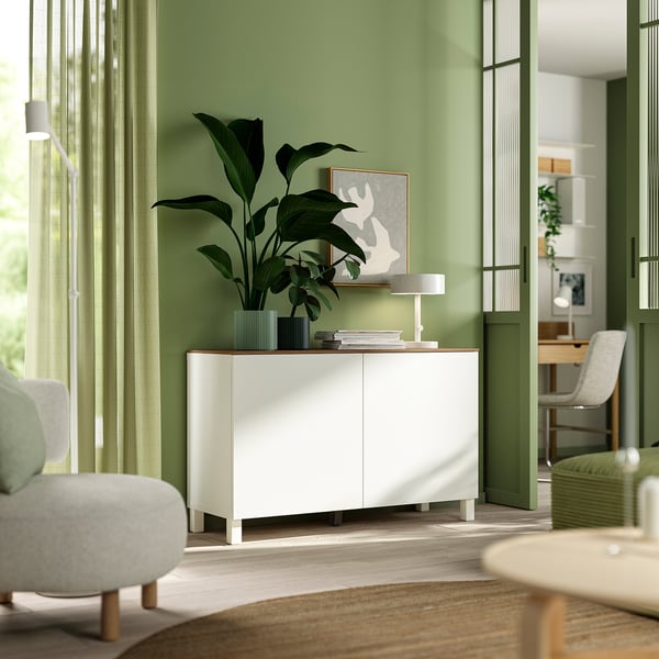 BESTÅ Combinaison rangement portes, blanc/Lappviken/Stubbarp blanc, 120x42x75 cm