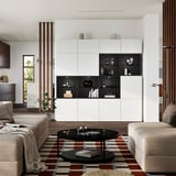 BESTÅ Combinaison rangement portes, brun noir/Lappviken blanc, 240x42x231 cm