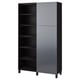 Unité de rangement BESTÅ : noir et gris, 2 portes grises, étagères réglables.