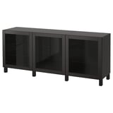 BESTÅ Combinaison rangement portes, brun noir/Sindvik/Stubbarp brun noir verre transparent, 180x42x74 cm