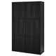 Armoire de rangement BESTÅ noire à six portes ; Rectangulaire, finition en bois foncé.