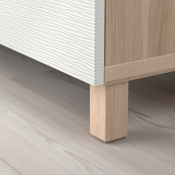 Besta Combinaison Rangement Portes Motif Noyer Teinte Gris Laxviken Blanc 120x40x74 Cm Ikea