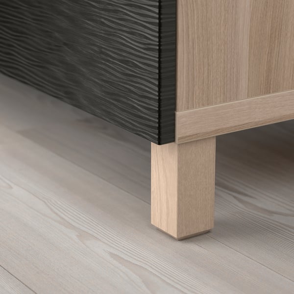 Besta Combinaison Rangement Portes Motif Noyer Teinte Gris Laxviken Noir 120x40x74 Cm Ikea