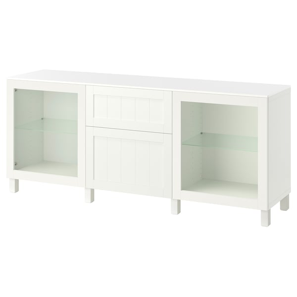 BESTÅ Combinaison rangement tiroirs, Sindvik blanc/Pipmakare blanc, 180x42x75 cm