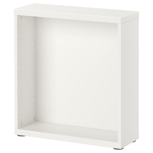 Cadre de rangement BESTÅ blanc, rectangulaire, pieds réglables.