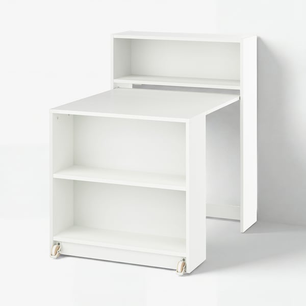 BILLY Bibliothèque + table pliante, blanc, 80x33/112x106 cm