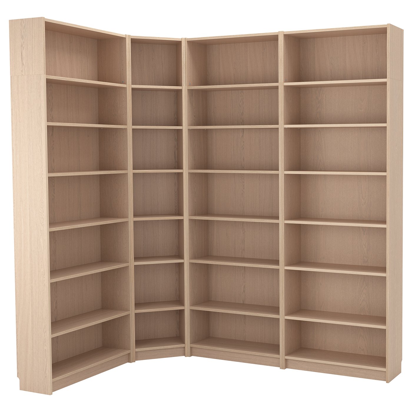 BILLY Combi bibliothèque/solution angle plaqué chêne blanchi IKEA
