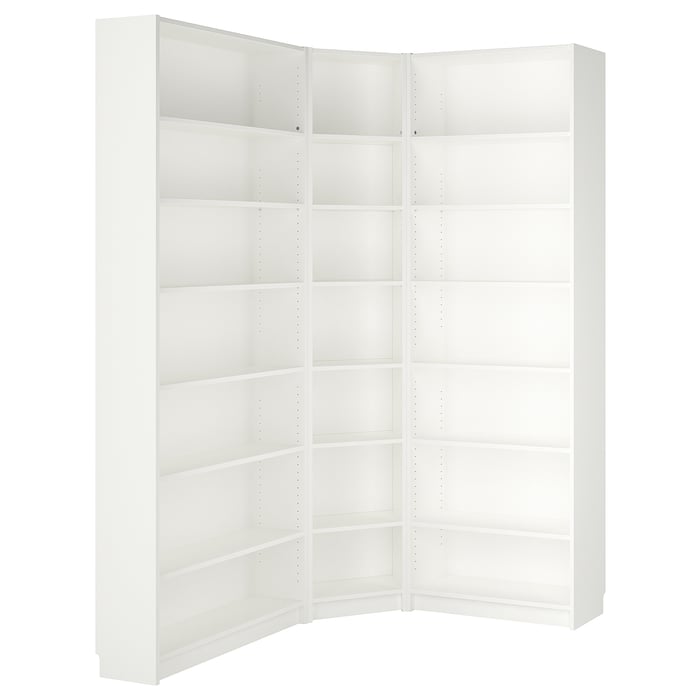 BILLY combi bibliothèque angle+surmeubles, blanc, 136/136x28x237 cm IKEA