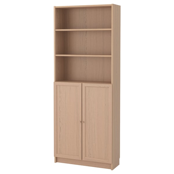 Billy Oxberg Bibliotheque Avec Portes Plaque Chene Blanchi 80x30x202 Cm Ikea