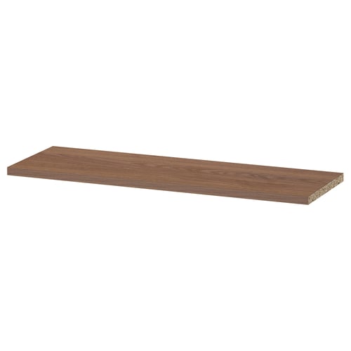 Une étagère réglable BILLY en marron. Fabriqué en panneaux de particules, il s’agit d’un design rectangulaire et plat sans bords visibles. Idéal pour un rangement supplémentaire.