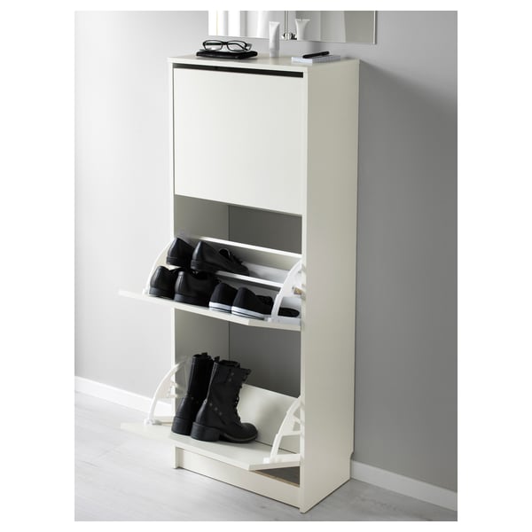 BISSA Armoire à chaussures 3 casiers, blanc, 49x135 cm IKEA