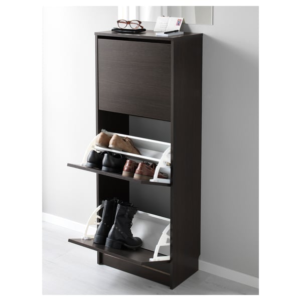 Bissa Armoire A Chaussures 3 Casiers Noir Brun 49x135 Cm Ikea