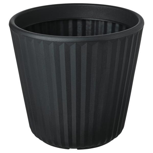 Jardinière en plastique nervuré noir