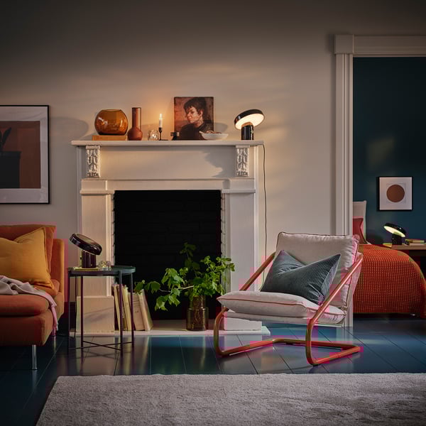 BLOMPRAKT Lampe enceinte bluetooth, noir