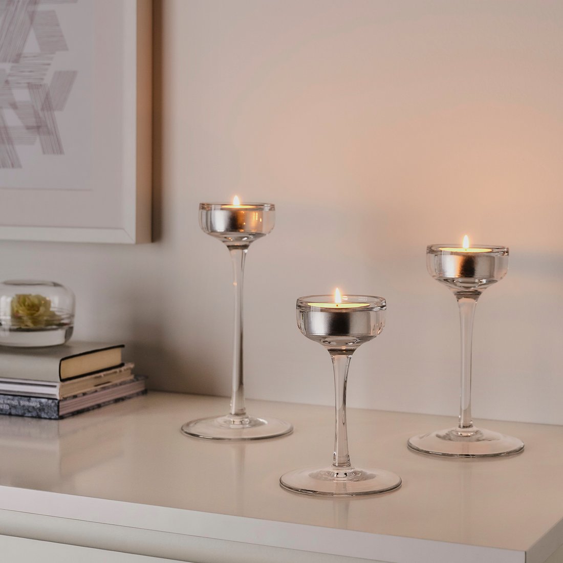 BLOMSTER Bougeoir, lot de 3 verre transparent IKEA