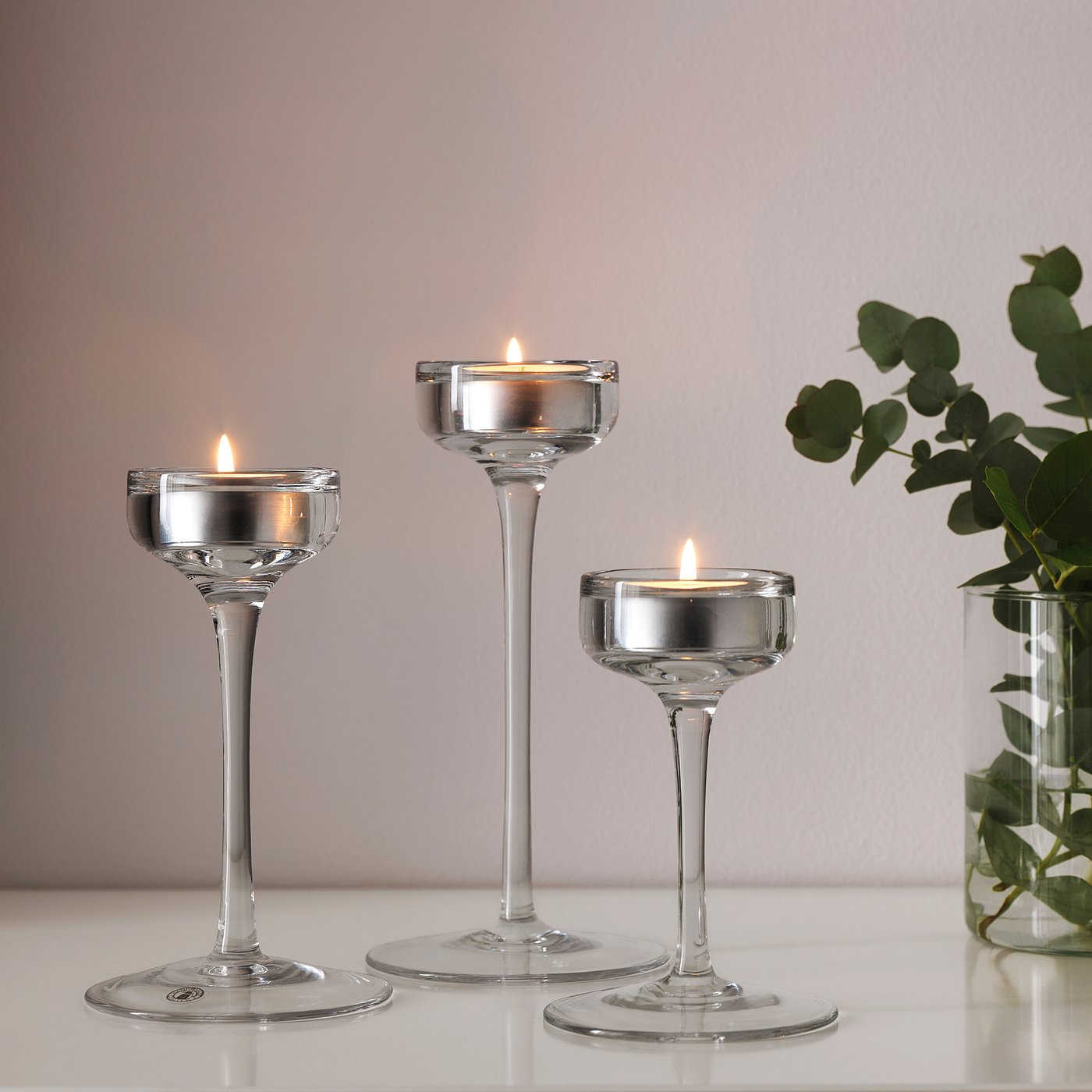 BLOMSTER Bougeoir, lot de 3 verre transparent IKEA
