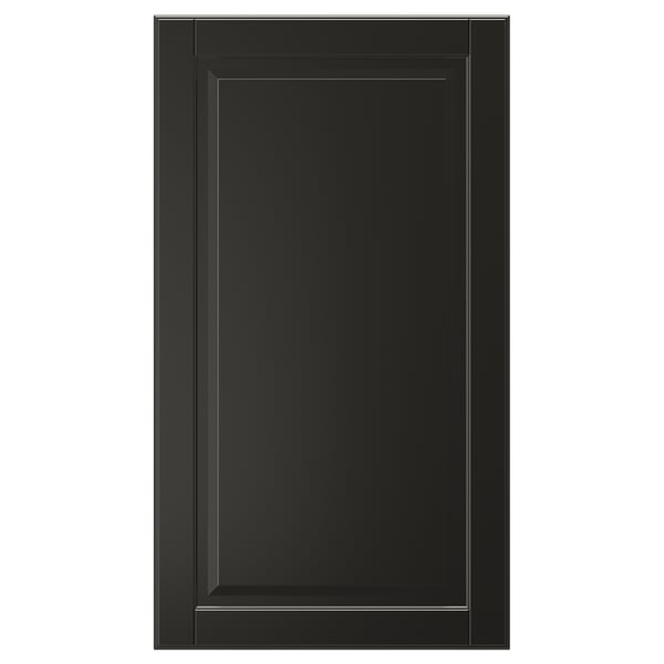 Porte d’armoire BODBYN noire, rectangle élégant avec bords biseautés.