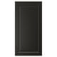 Une porte d’armoire BODBYN noire avec un design de panneau élégant et biseauté. Sa finition brillante est facile à nettoyer.