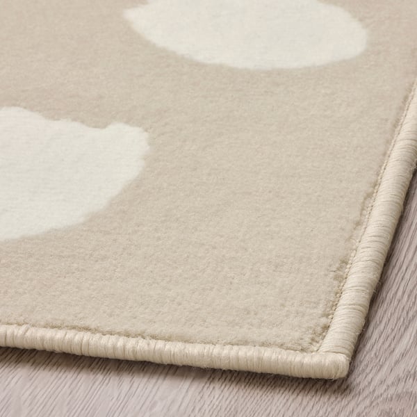 BOGENSE Tapis, poils ras, beige/blanc à pois, 133x195 cm - IKEA