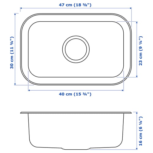 Boholmen Evier A Encastrer 1 Bac Acier Inoxydable 47x30 Cm Ikea