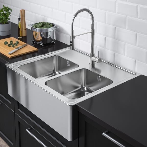 Bredsjon Evier 2 Bacs Face Avant Visible Acier Inoxydable Ikea