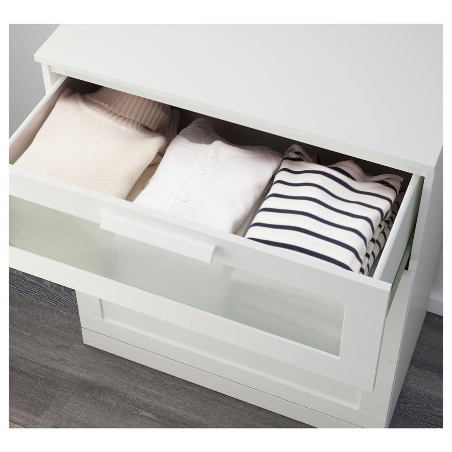 BRIMNES Commode 3 tiroirs, blanc, verre givré, 78x95 cm - IKEA