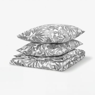 BROKDRACENA Housse de couette et 2 taies, blanc/noir, 240x220/65x65 cm