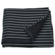 La serviette BROKGINST est noire avec des rayures blanches, en coton, rectangulaire et pliée avec une texture gaufrée visible.