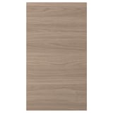 Une porte d’armoire de cuisine BROKHULT avec une texture de noyer naturel. Il a une forme rectangulaire avec des lignes simples et une surface lisse et facile à nettoyer.