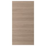 Une porte d’armoire de cuisine BROKHULT dans une finition noyer brun clair avec des lignes droites et une texture lisse.