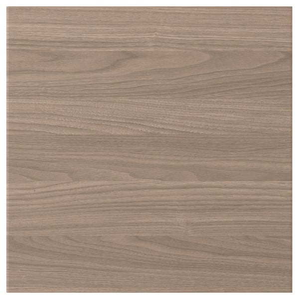 Cette image montre une porte d’armoire de cuisine BROKHULT dans une finition noyer brun clair. Son rectangulaire, fait de panneaux de particules avec une feuille de plastique et des bordures.