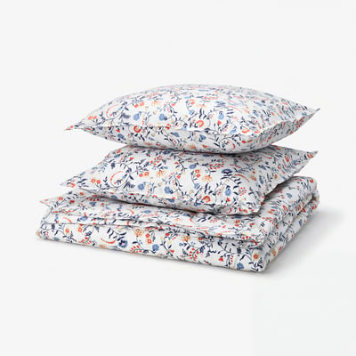 BRUDKRUSBÄR Housse de couette et 2 taies, blanc multicolore/motif floral, 240x220/65x65 cm