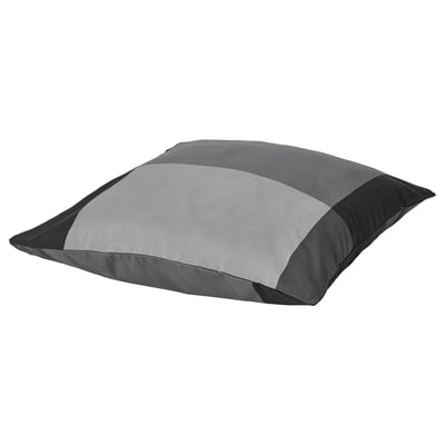 Taie d’oreiller carrée à carreaux gris et noir, mélange doux de coton et de viscose
