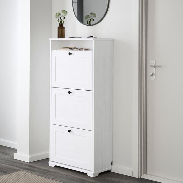 Brusali Armoire A Chaussures 3 Casiers Blanc 61x130 Cm Ikea