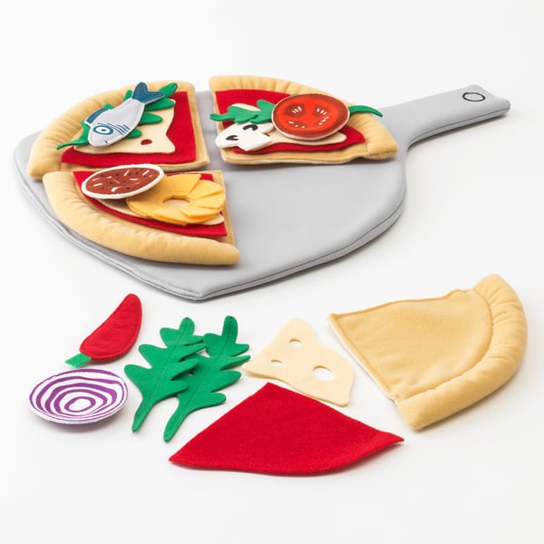 DUKTIG Pizza en peluche, 24 pièces, pizza/multicolore